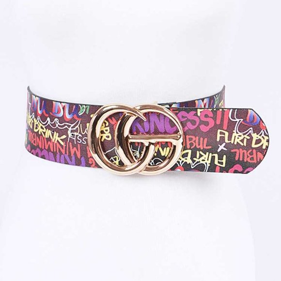 J ELISE BOUTIQUE Accessories - J Elise Boutique Plus Size Multi Color Graffiti Belt